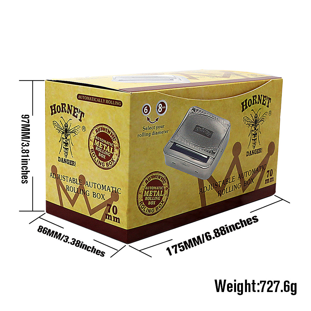 HORNET 79 mm Size Tinplate Rolling Machine Case, Silver Cigarette Rolling Machine Box with Large Stash Case, 6PCS / Box