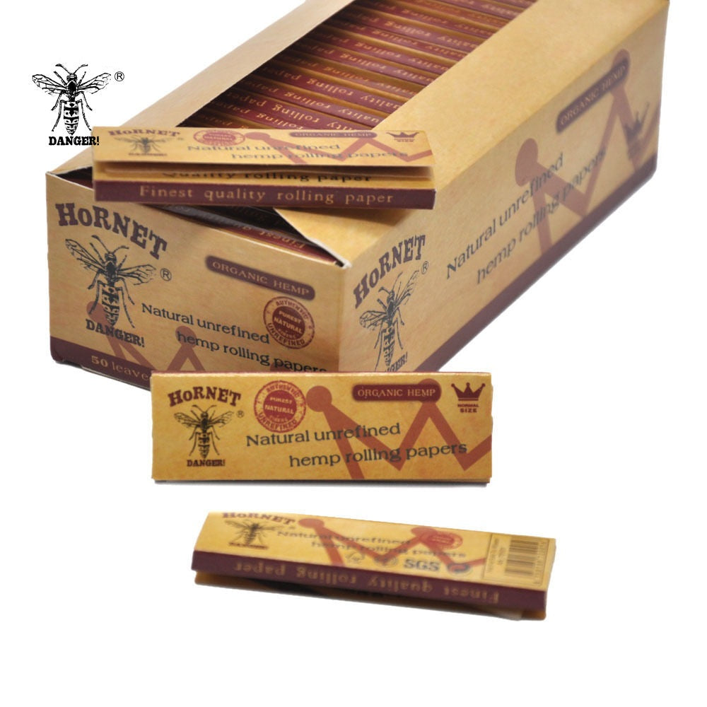HORNET 70 mm Rolling Papers, Natural Slim Rolling Papers, Brown Organic Rolling Paper, 50 Leaves / Pack 50 Pack / Box