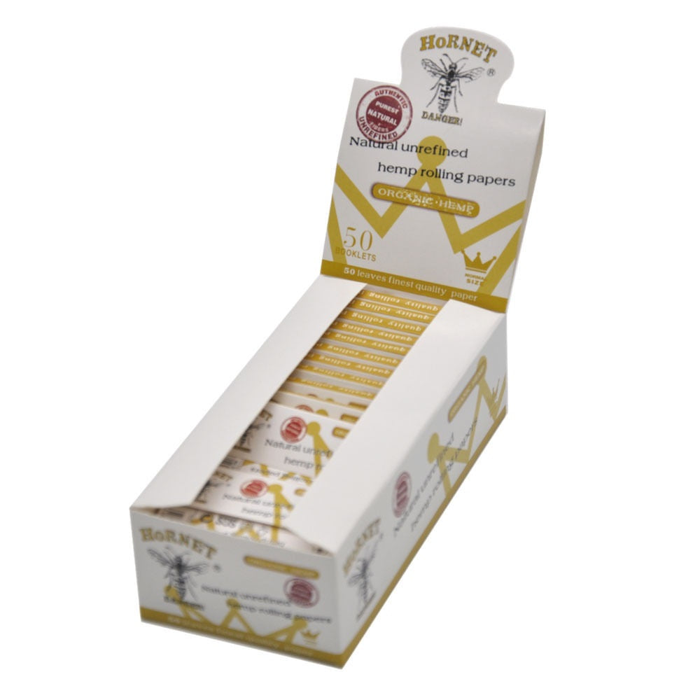 HORNET 70 mm Rolling Papers, Natural Slim Rolling Papers, White Organic Rolling Paper, 50 Leaves / Pack 50 Pack / Box