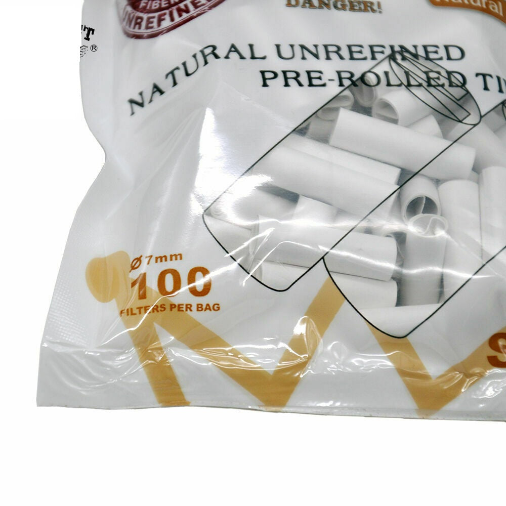 HORNET Ø 7 Slim Pre Rolled Tips, Brown Organic Cigarette Rolling Tips, 100 Tips / Pack