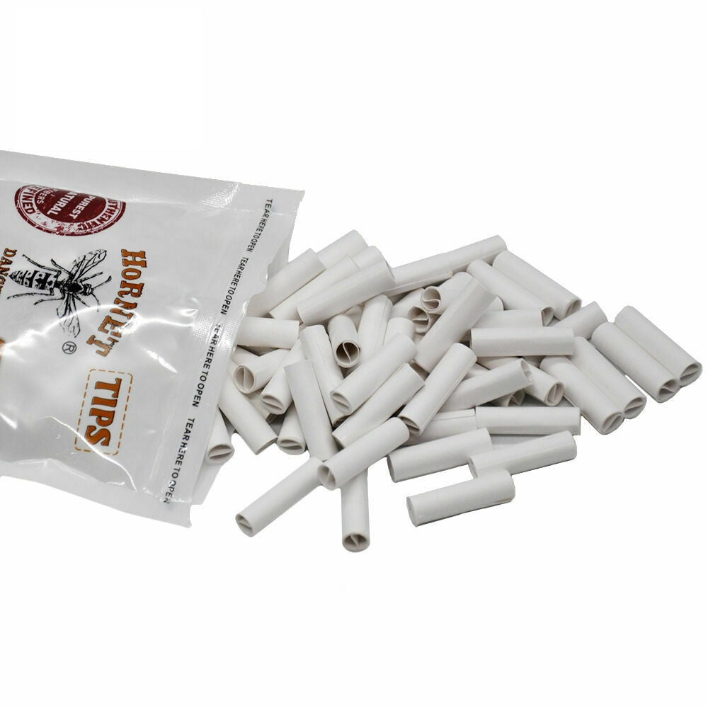 HORNET Ø 7 Slim Pre Rolled Tips, Brown Organic Cigarette Rolling Tips, 100 Tips / Pack