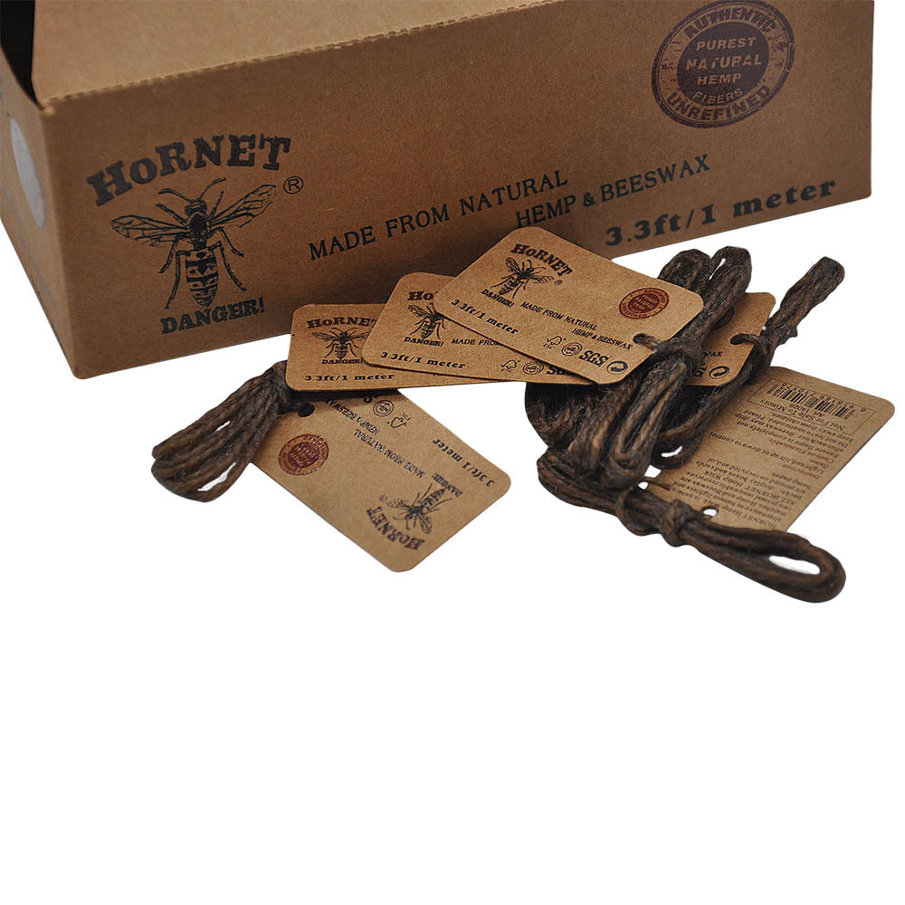 HORNET Organic Beeswax Hemp Wick, Easy Lighting Hemp Wick Rolls & No Dripping, 1 m Hemp Wicks, 60 Packs / Box