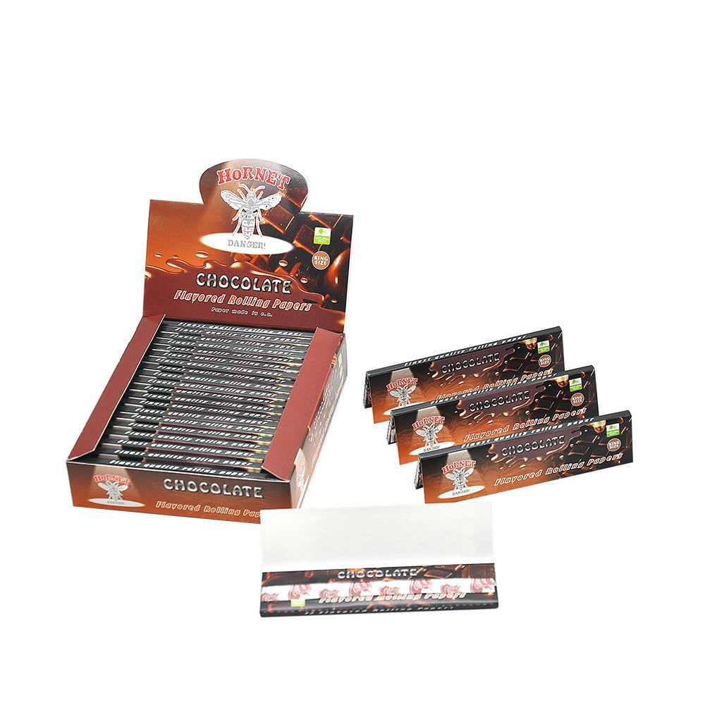 HORNET King Size Chocolate Flavors Rolling Papers, Slim Natural Organic Rolling Paper, 32 Pieces / Pack 25 Packs / Box