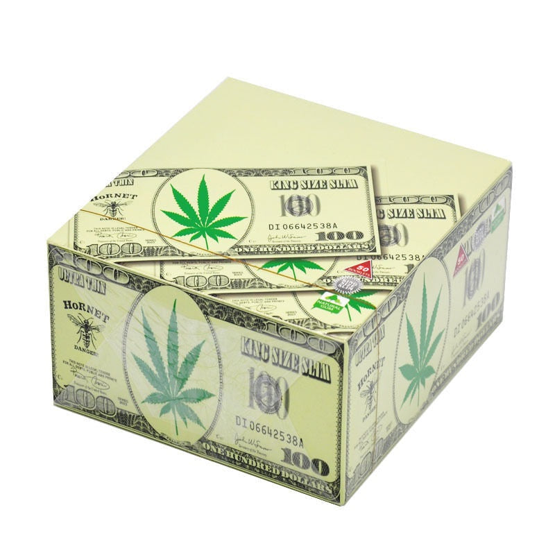 HORNET Dollar Painting Rolling Paer, King Size Slim Cigarette Rolling Paper, Slow Buring Rolling Papers, 32 PCS / Pack 50 Packs / Box