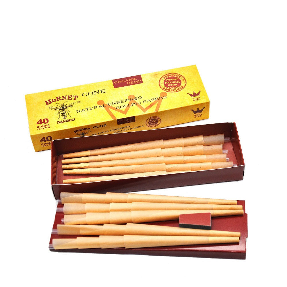 HORNET King Size Brown Pre Rolled Cones, Natural Rolling Cones, Slow Burning Pre Rolled Rolling Paper, 40 PCS / Pack 12 Packs / Box