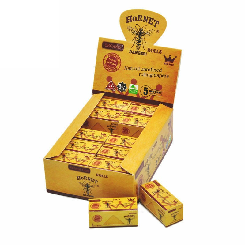 HORNET 5 m Free Rolling Papers, Organic Brown Rolling Paper, 24 PCS / Box