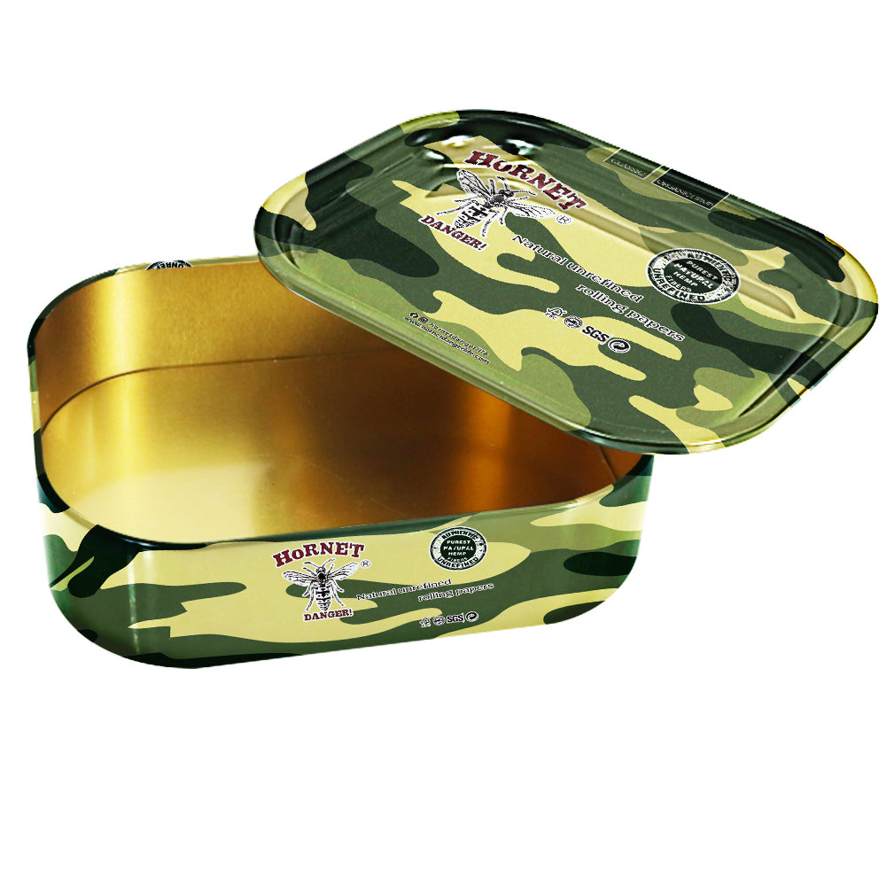 HORNET Tinplate Tobacco Storage Box, 180 x 140 mm Size Metal Tin, Portable & Smell Proof Tobacco Storage Case