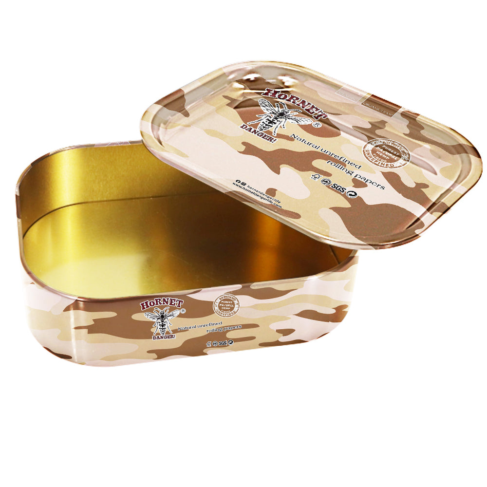 HORNET Tinplate Tobacco Storage Box, 180 x 140 mm Size Metal Tin, Portable & Smell Proof Tobacco Storage Case