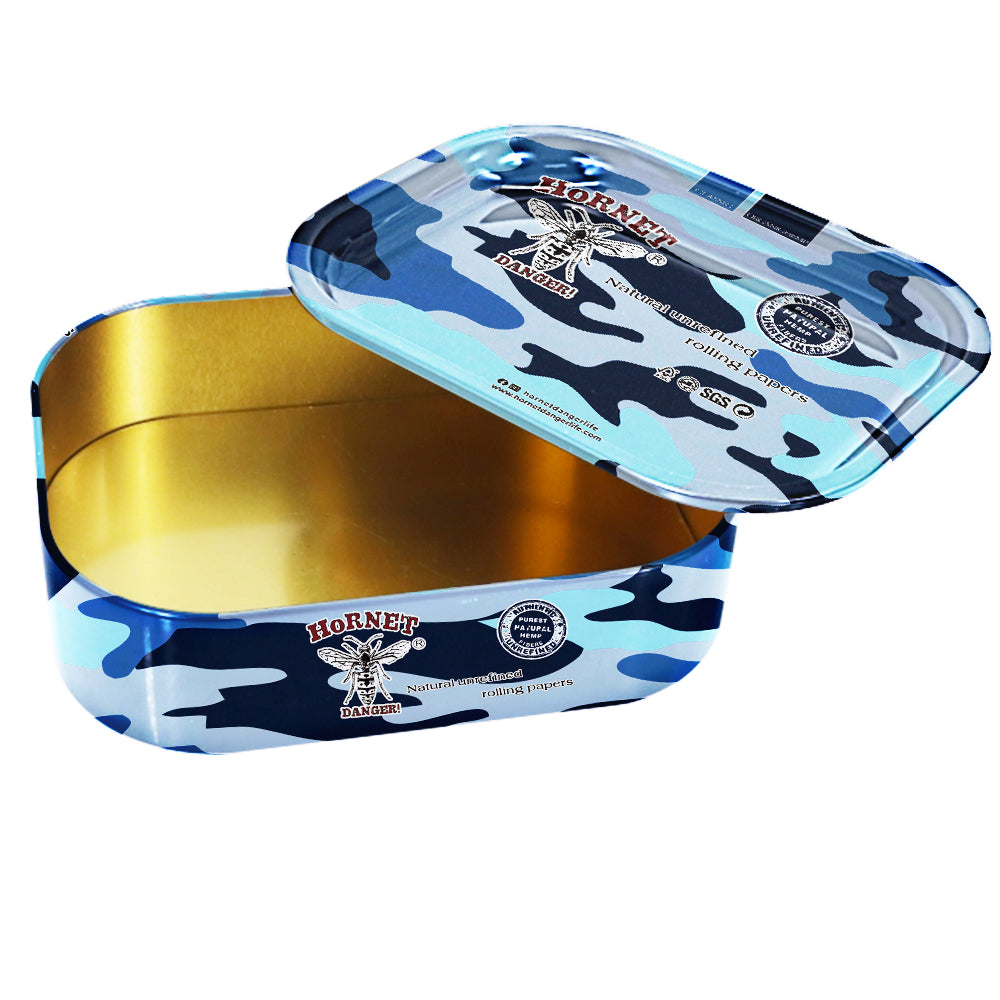 HORNET Tinplate Tobacco Storage Box, 180 x 140 mm Size Metal Tin, Portable & Smell Proof Tobacco Storage Case