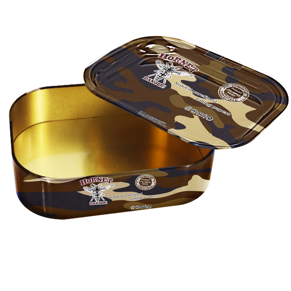 HORNET Tinplate Tobacco Storage Box, 180 x 140 mm Size Metal Tin, Portable & Smell Proof Tobacco Storage Case