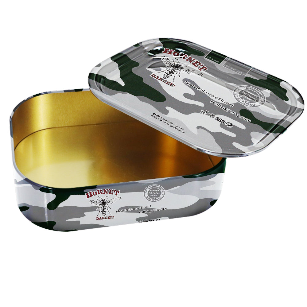 HORNET Tinplate Tobacco Storage Box, 180 x 140 mm Size Metal Tin, Portable & Smell Proof Tobacco Storage Case