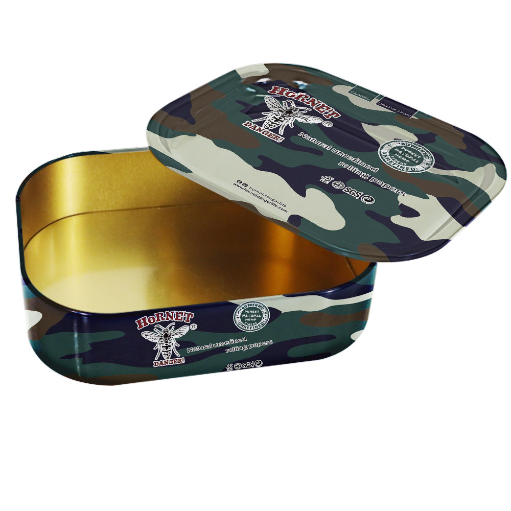 HORNET Tinplate Tobacco Storage Box, 180 x 140 mm Size Metal Tin, Portable & Smell Proof Tobacco Storage Case