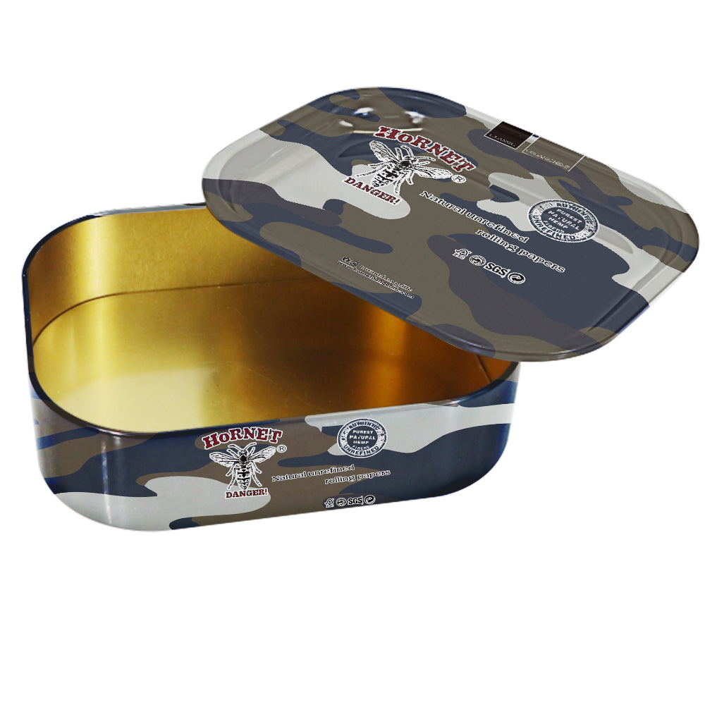 HORNET Tinplate Tobacco Storage Box, 180 x 140 mm Size Metal Tin, Portable & Smell Proof Tobacco Storage Case