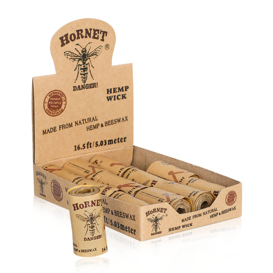 HORNET Pure Beeswax Hemp Wick, 16.5 ft Size Line Hemp Wick Rolls, 12 Rolls / Box