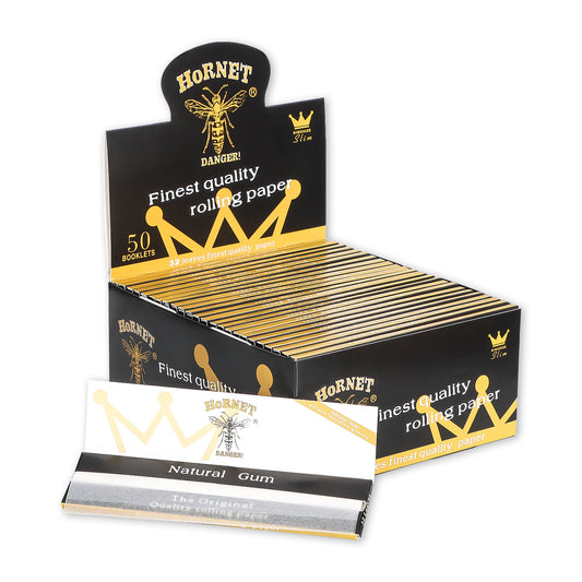 HORNET King Size Slim Cigarette Rolling Papers, Organic Natural Rolling Paper, White Rolling Papers, 32 Piece / Pack 50 Pack / Box