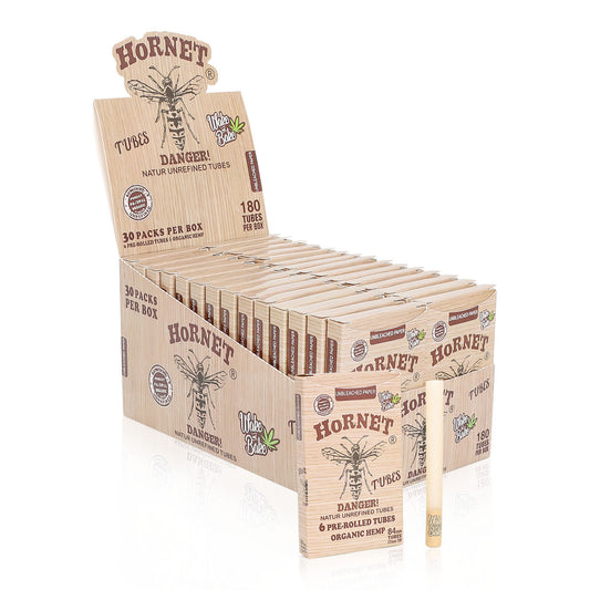 HORNET 84 mm Brown Pre Rolled Cones, Natural Rolling Cones, Slow Burning Pre Rolled Rolling Paper, 6 PCS / Pack 30 Packs / Box