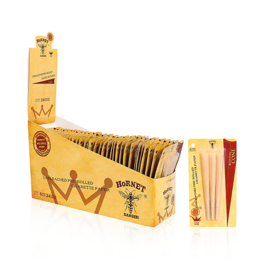 HORNET King Size Pre Rolled Cones, Natural Rolling Cones, Slow Burning Pre Rolled Rolling Paper, 9 PCS / Pack 24 Packs / Box