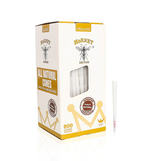 HORNET 98 mm Size White Pre Rolled Cones, Organic Pre Rolled Rolling Paper With Tips, Slow Burning Pre Rolled Cones, 800 PCS / Box