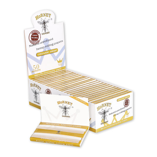 HORNET 70 mm Rolling Papers, Natural Slim Rolling Papers, White Organic Rolling Paper, 100 Leaves / Pack 25 Pack / Box