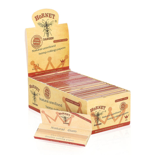 HORNET 1 1/4 Size Rolling Papers, Natural Slim Rolling Papers, Brown Organic Rolling Paper, 50 Leaves / Pack 50 Pack / Box