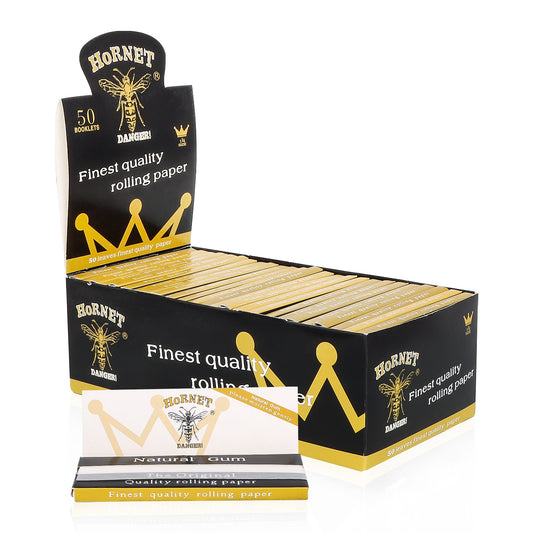 HORNET 1 1/4 Size Rolling Papers, Natural Slim Rolling Papers, White Organic Rolling Paper, 50 Leaves / Pack 50 Pack / Box