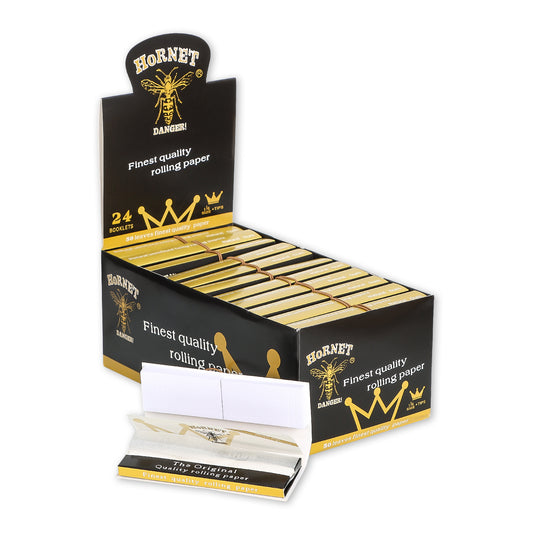 HORNET 1 1/4 Size White Rolling Paper With White Tips, Natural Slim Rolling Papers, 50 PCS / Pack 50 Packs / Box