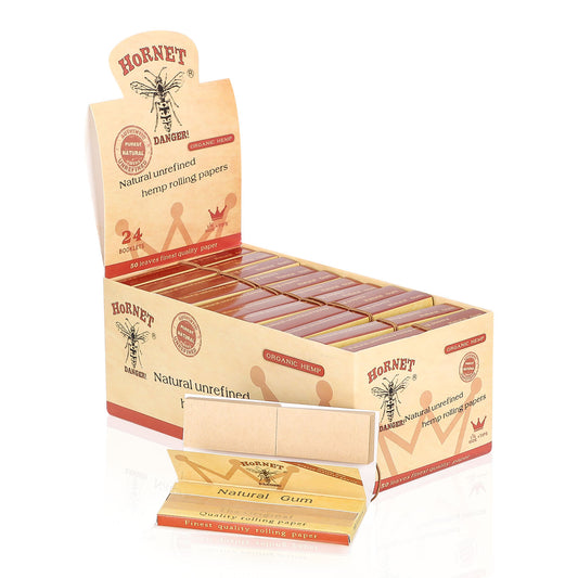 HORNET 1 1/4 Size Rolling Papers, Natural Slim Rolling Papers, Brown Organic Rolling Paper, 50 Leaves / Pack 50 Pack / Box