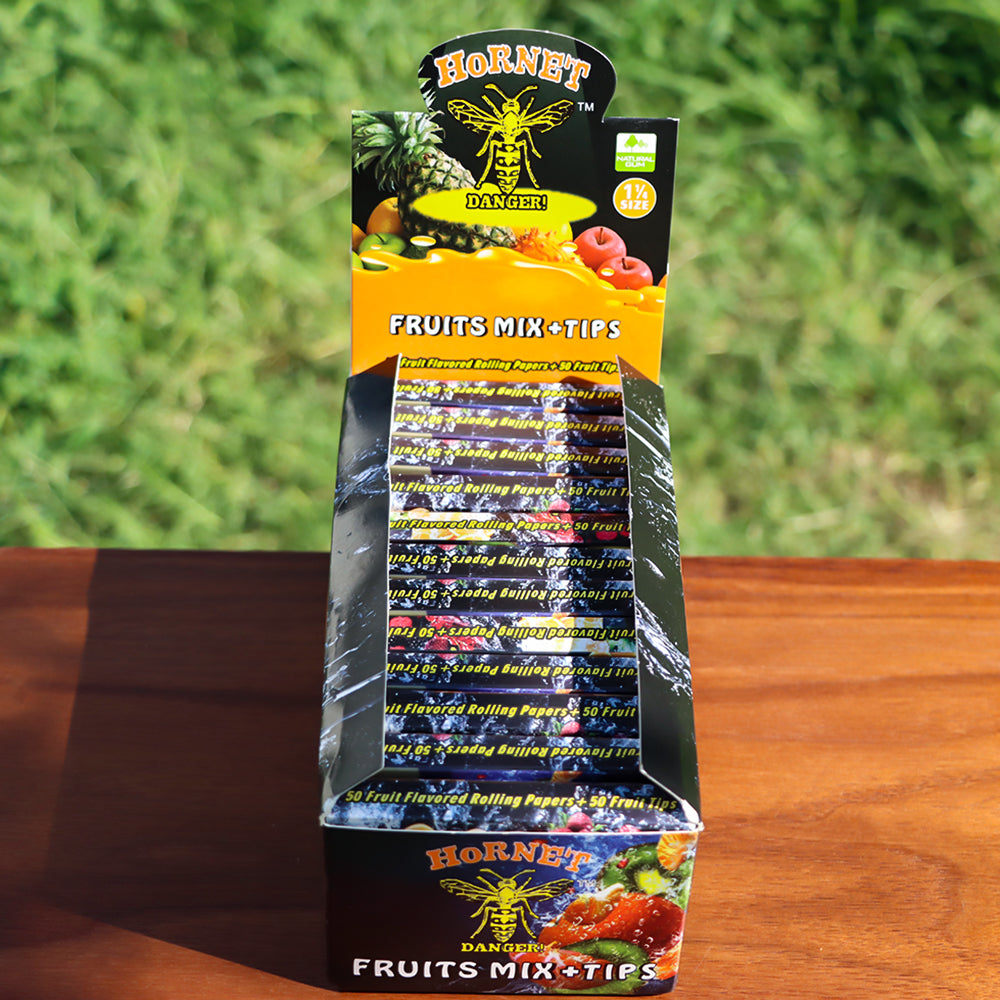 Hornet 78mm Mix Fruit Flavors Rolling Papers, Slow Burning Rolling Paper, Natural Rolling Paper, 50 Piece / Pack 50 Pack / Box