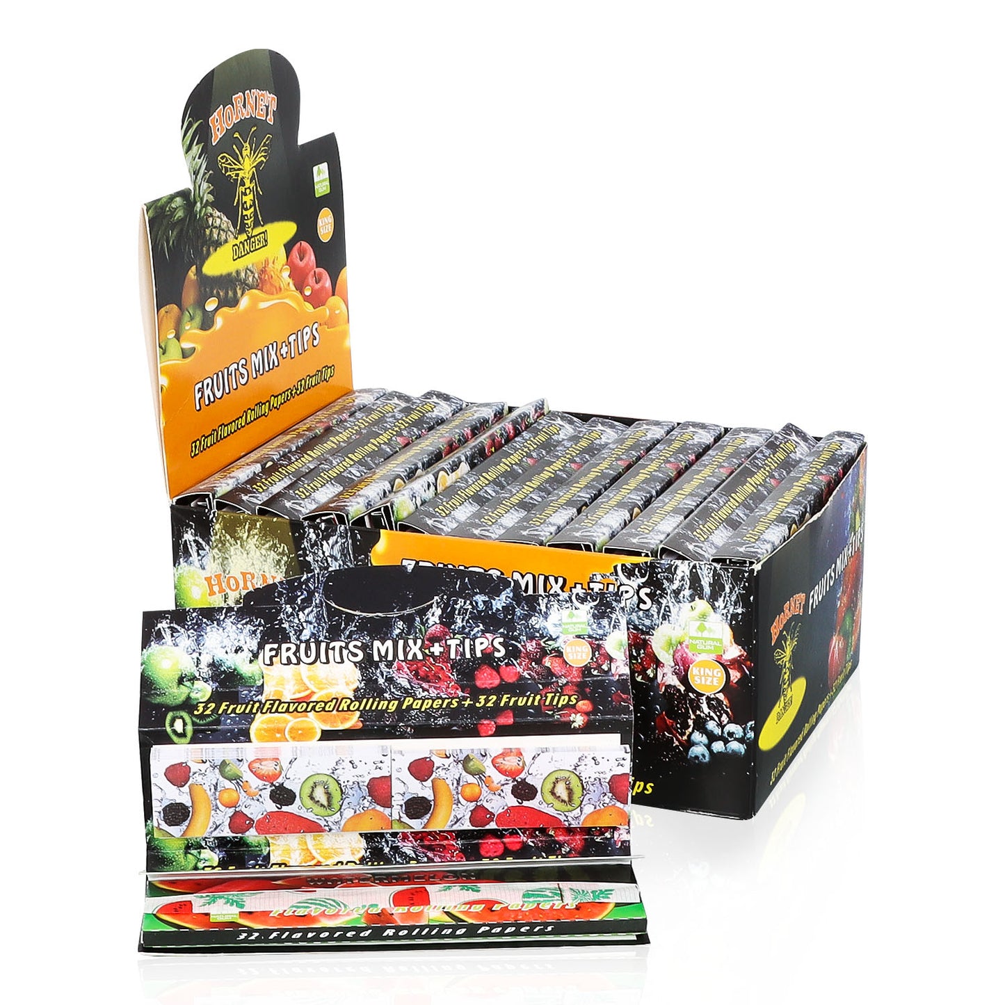 Hornet 78mm Mix Fruit Flavors Rolling Papers, Slow Burning Rolling Paper, Natural Rolling Paper, 50 Piece / Pack 50 Pack / Box