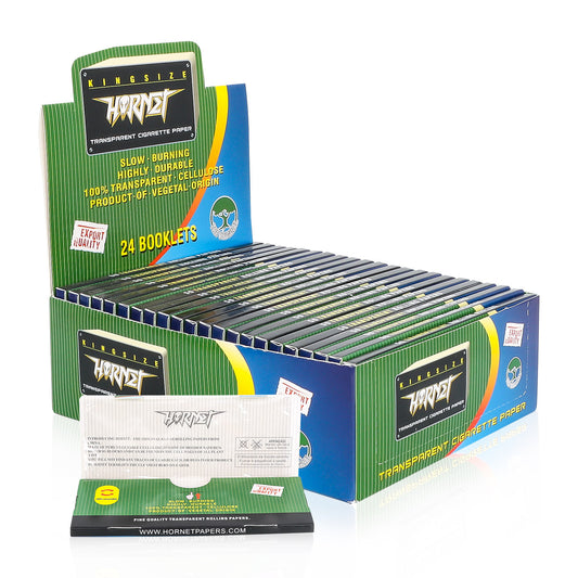 HORNET Silvery Transparent Cellulose Rolling Papers, King Size Clear Rolling Paper, 50 Pieces / Pack 24 Packs / Box