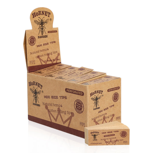HORNET Natural Organic Rolling Tip, Brown Slim Rolling Tips, 50 Tips / Pack 25 Pack / Box
