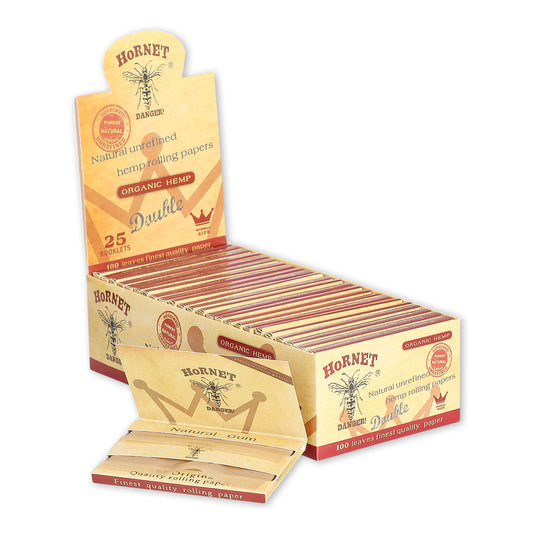 HORNET 70 mm Rolling Papers, Natural Slim Rolling Papers, Brown Organic Rolling Paper, 100 Leaves / Pack 25 Pack / Box