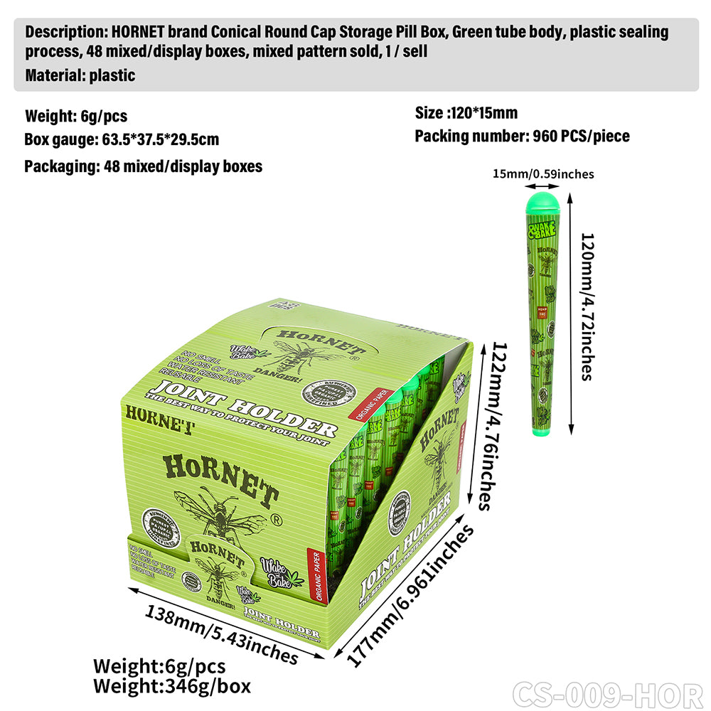 HORNET brand conical round cap storage pill box 48 mixed/display boxes