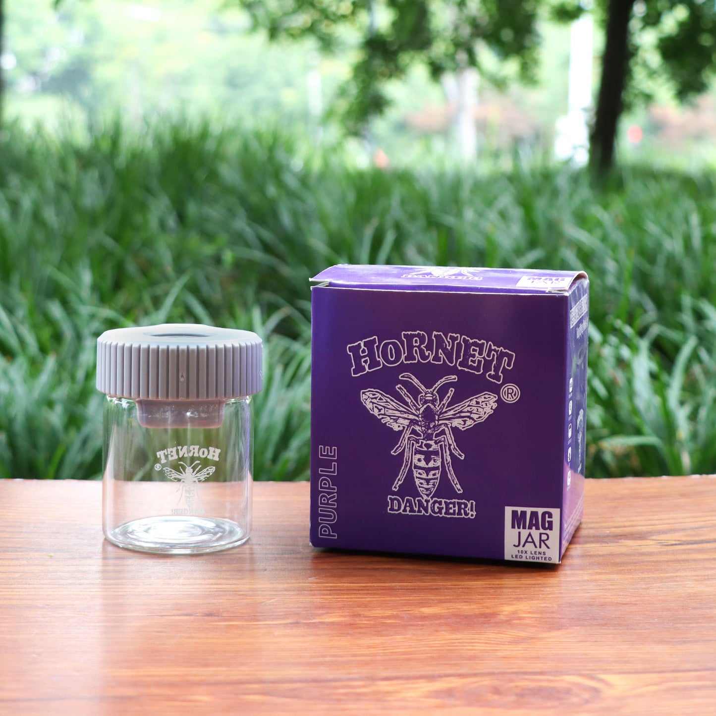 HORNET Light-Up Led Glass Storage Jar, Air Tight & Magnifying View Jar, Purple Color Jar Lid, Rechargeable Glass Jar