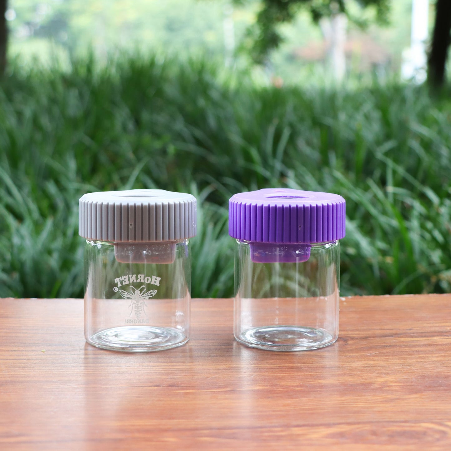 HORNET Light-Up Led Glass Storage Jar, Air Tight & Magnifying View Jar, Purple Color Jar Lid, Rechargeable Glass Jar