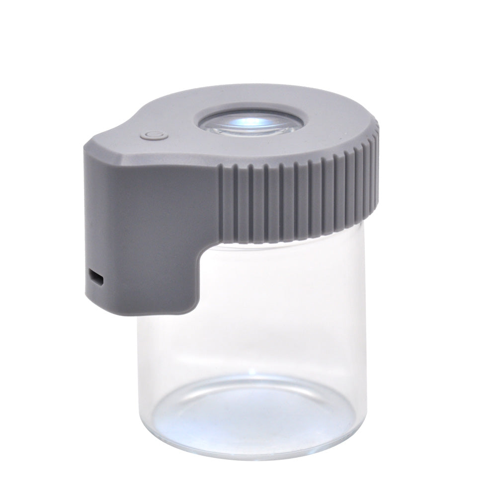 HORNET Light-Up Led Glass Storage Jar, Air Tight & Magnifying View Jar, Grey Color Jar Lid, Rechargeable Glass Jar