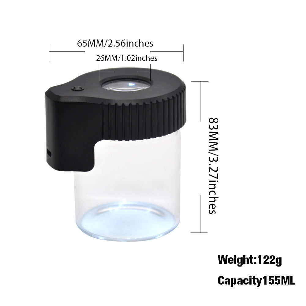 HORNET Light-Up Led Glass Storage Jar, Air Tight & Magnifying View Jar, Purple Color Jar Lid, Rechargeable Glass Jar