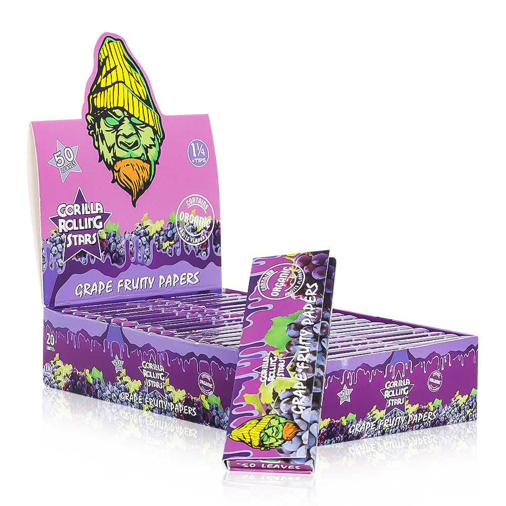 GORILLA ROLLING STARS a box of 20 books a book of 50 grape flavored rolls