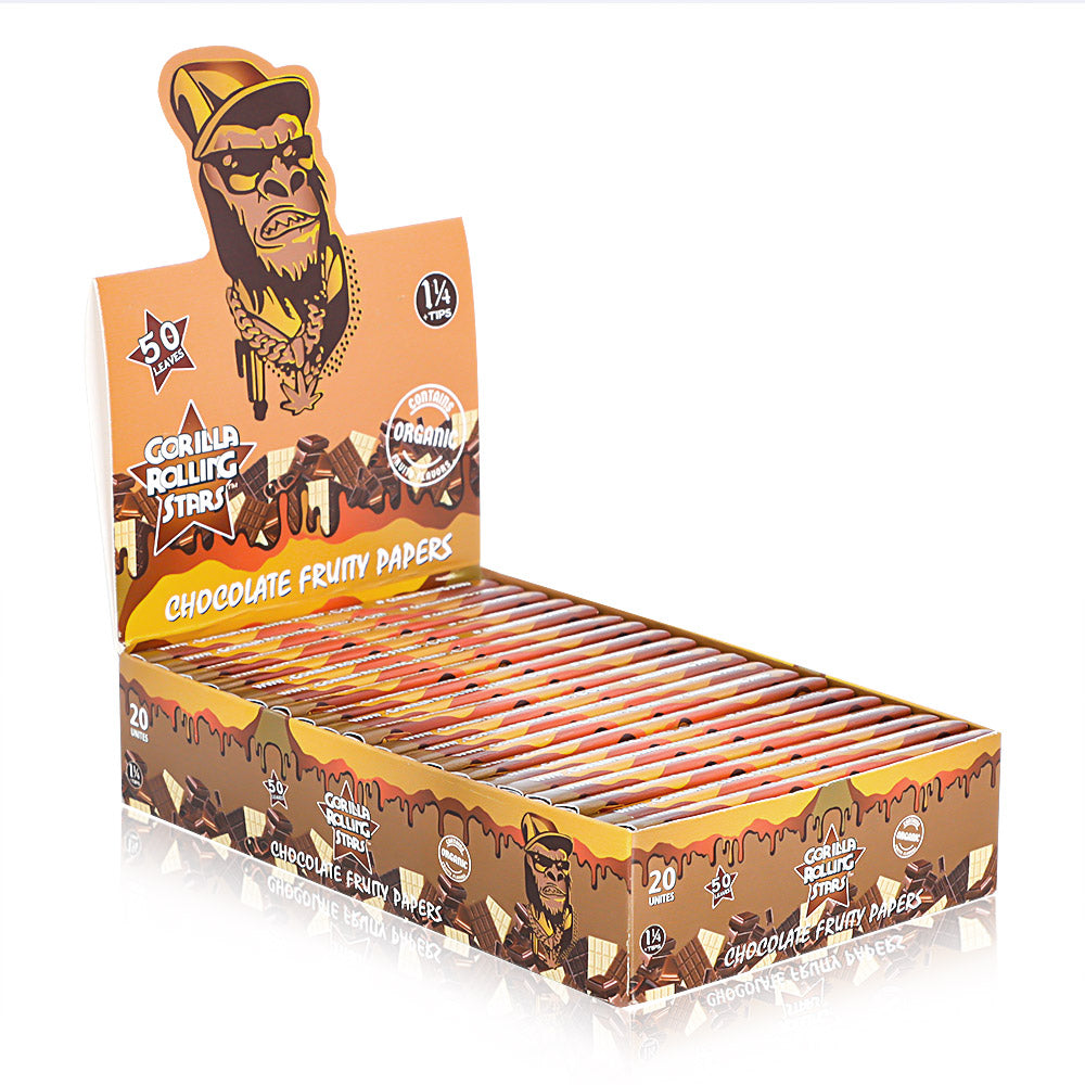 GORILLA ROLLING STARS a box of 20 volumes of 50 chocolate flavored rolls