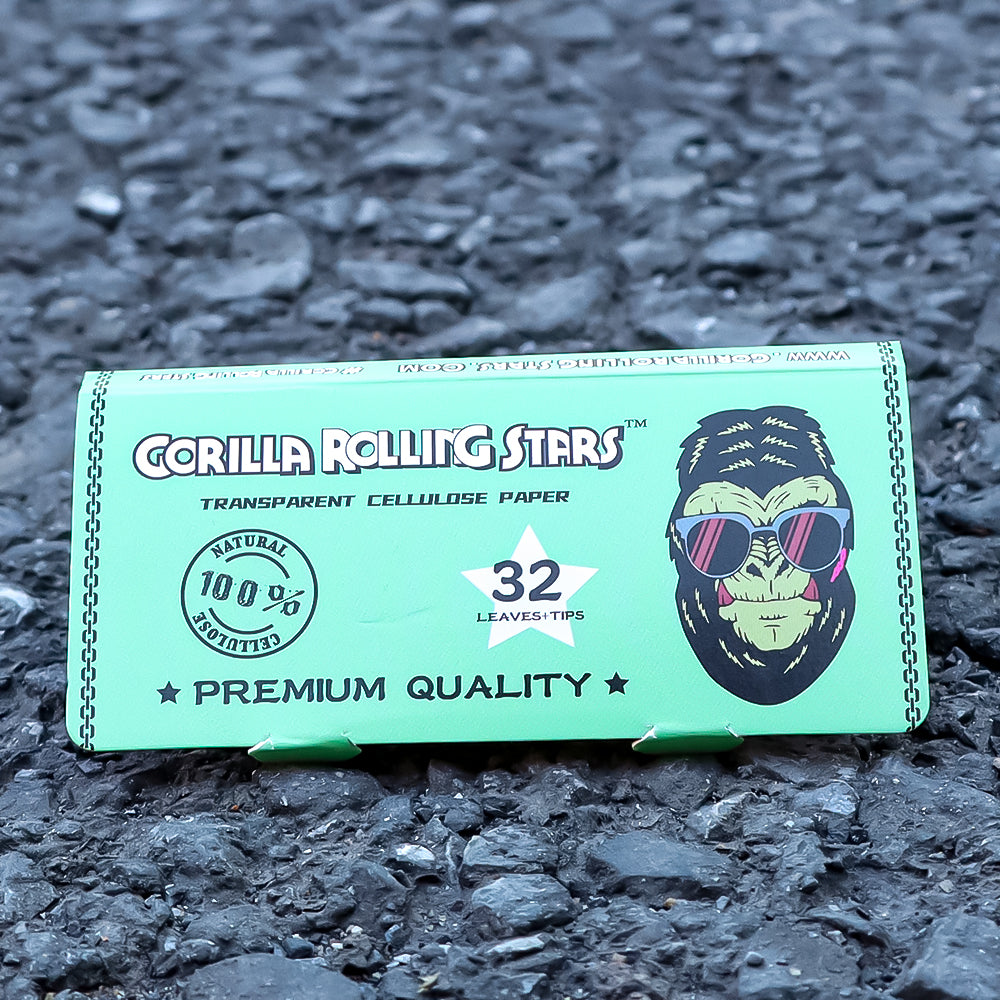 GORILLA ROLLING STARS&nbsp;&nbsp; series 78mm transparent rolling paper with filter paper