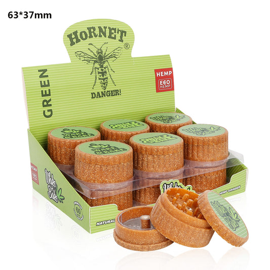 HORNET Biodegradable Plastic Herb Grinder, 3 Layers Ø 63 Size Plant Fiber Grinder, Portable Smoker Grinder, 12 PCS / Box