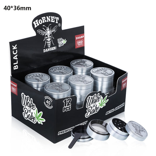 HORNET Zinc Alloy Herb Grinder, 4 Lay Ø 40 Smoker Grinder, Portable & Easy Clean Metal Herbal Grinder, 6 PCS / Box