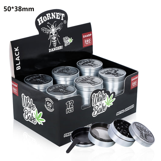 HORNET Zinc Alloy Herb Grinder, 4 Lay Ø 50 Smoker Grinder, Portable & Easy Clean Metal Herbal Grinder, 6 PCS / Box