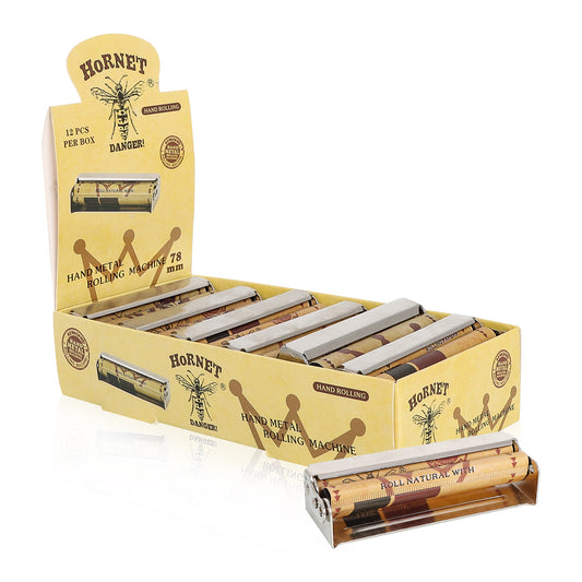 HORNET 1 1/4 Size Metal Rolling Machine, Portable Cigarette Rolling Machine, 12 PCS / Box
