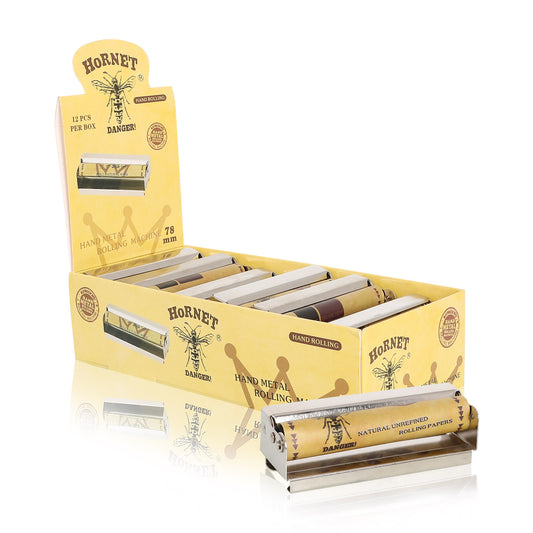HORNET 1 1/4 Size Metal Rolling Machine, Portable Cigarette Rolling Machine, 12 PCS / Box