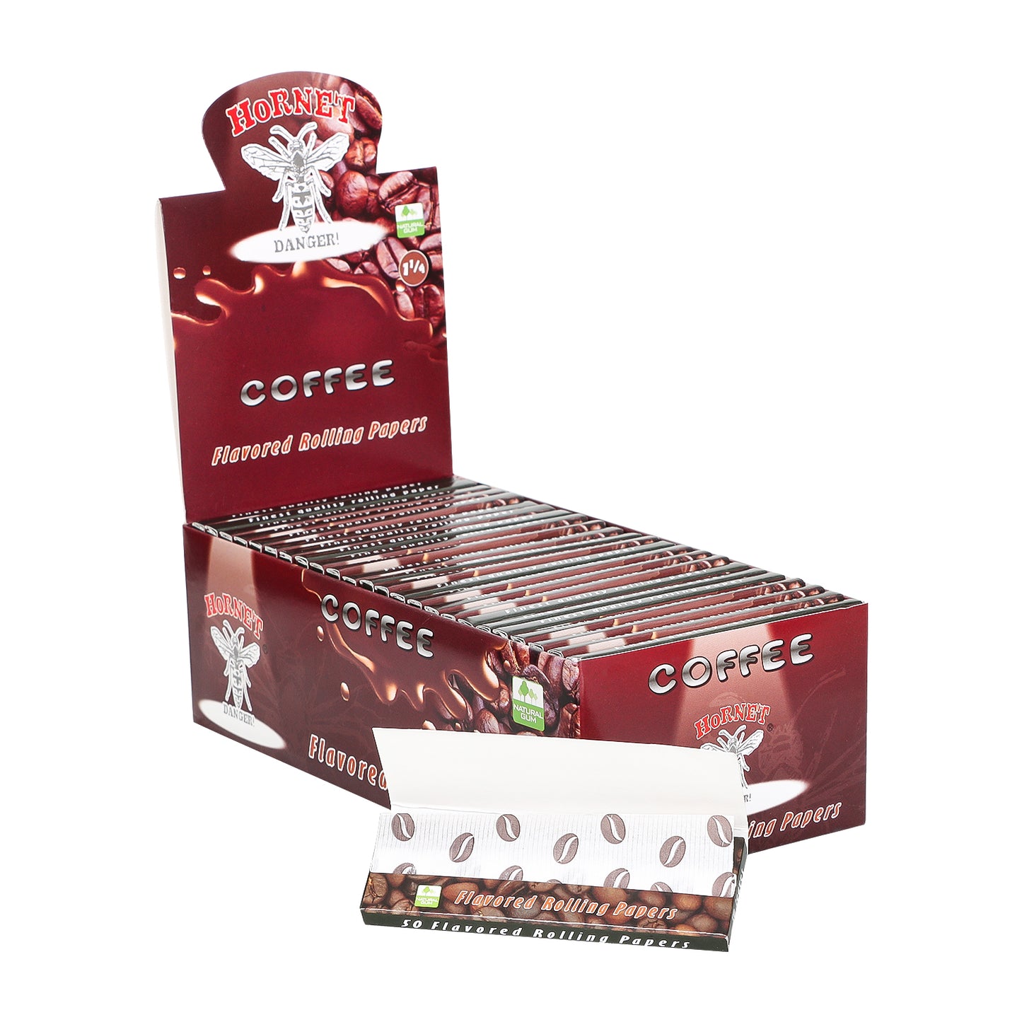 Hornet 1 1/4 Size Coffee Flavors Rolling Papers, Slow Burning Rolling Paper, Natural Rolling Paper, 50 Piece / Pack 50 Pack / Box
