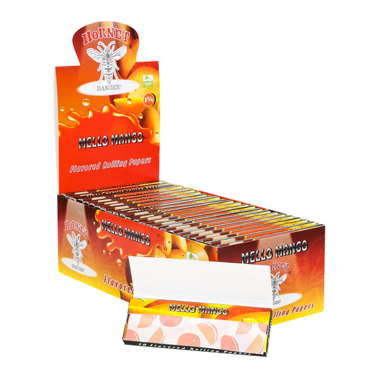 HORNET 1 1/4 Mango Flavors Rolling Papers, Slow Burning Rolling Paper, Natural Rolling Paper, 50 Piece / Pack 50 Pack / Box