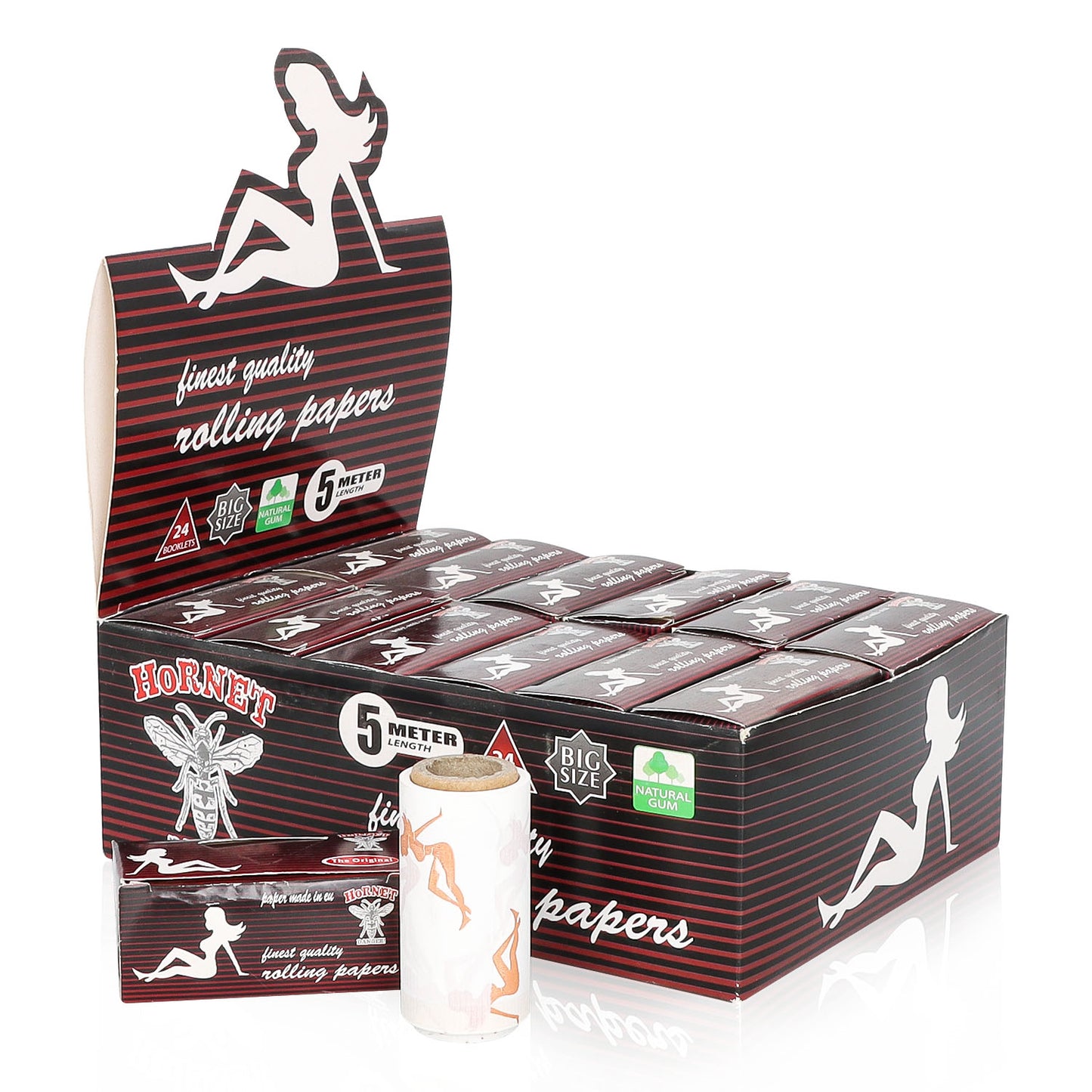HORNET Lady Style Rolling Paper Rolls, 5 m Free Rolling Papers, Organic Rolling Paper Rolls, 24 PCS / Box