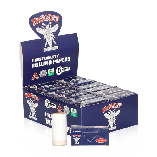 HORNET Blue Style Rolling Paper Rolls, 5 m Free Rolling Papers, Organic Rolling Paper Rolls, 24 PCS / Box