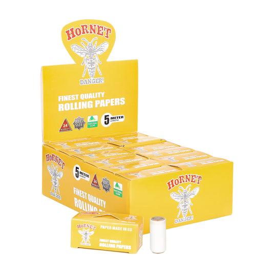 HORNET Yellow Style Rolling Paper Rolls, 5 m Free Rolling Papers, Organic Rolling Paper Rolls, 24 PCS / Box